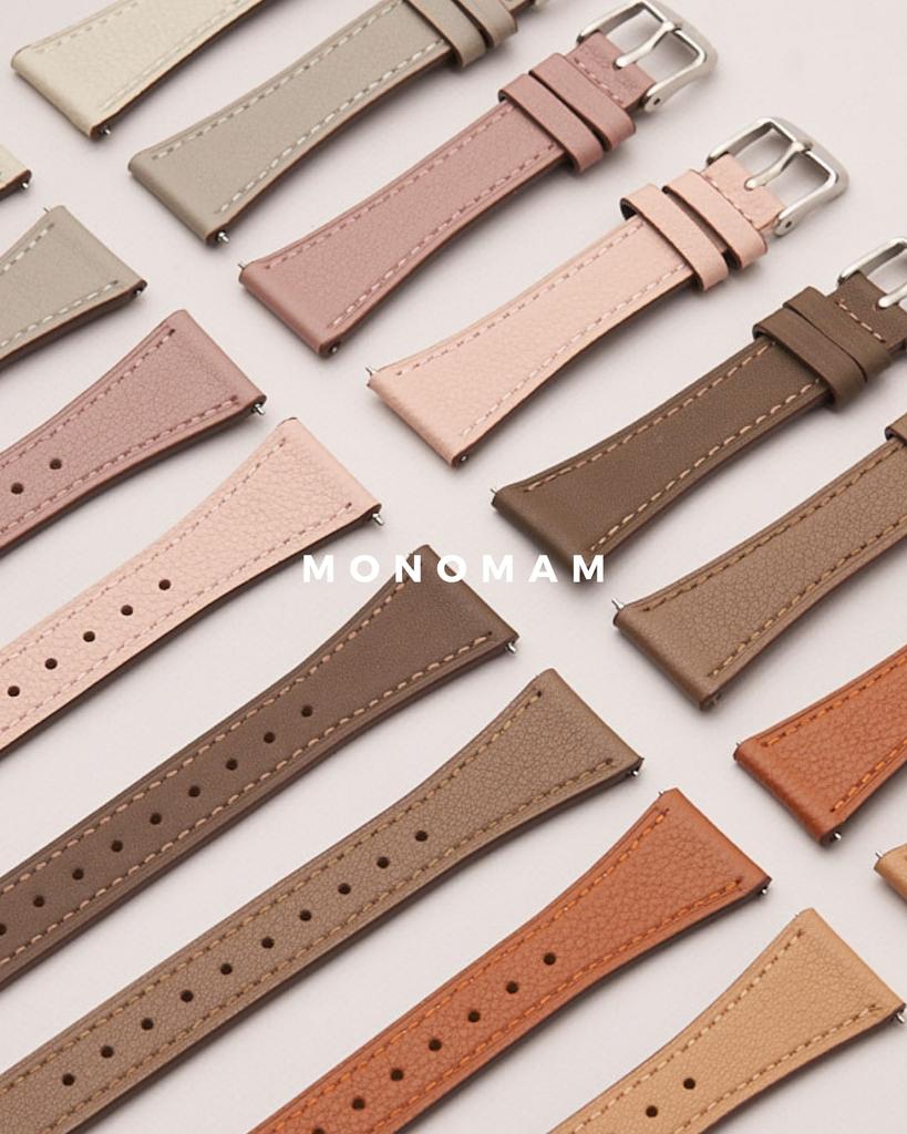 Slimme Horlogeband 20mm Echt Leer Vervangende Band [monomam] Dames (Riembreedte 20 mm) (Klei)