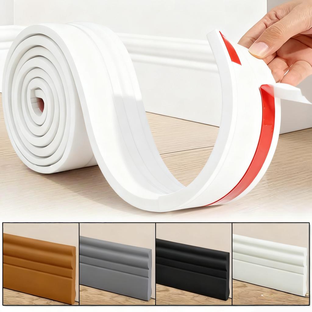 1pc Soft Skirting Board Self-Adhesive Wall Sticker Kindergarten Wall Corner Floor Line Renovation Ugly Decoration Strip