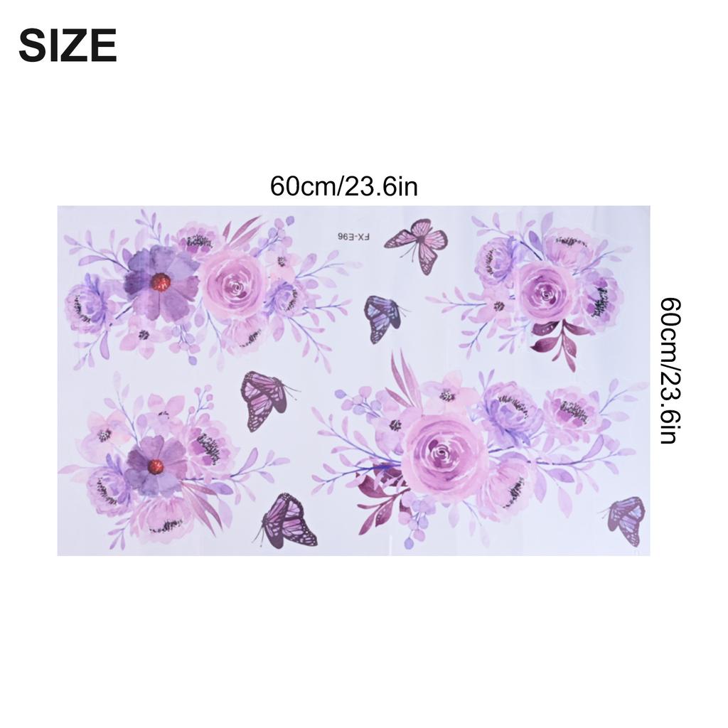 Art Decals Wall Stickers Kitchen Living Room Shop Bedroom 1 Set Of Butterfly Decor Decoration Flower PVC Purple