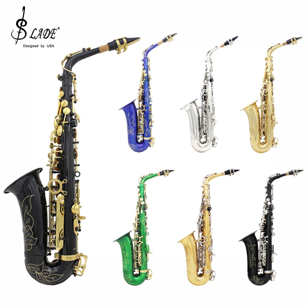 SLADE Eb Alto Saxophone Brass Body Saxophone Set Professional Woodwind Instruments With Case Reed Kit Sax for Beginner