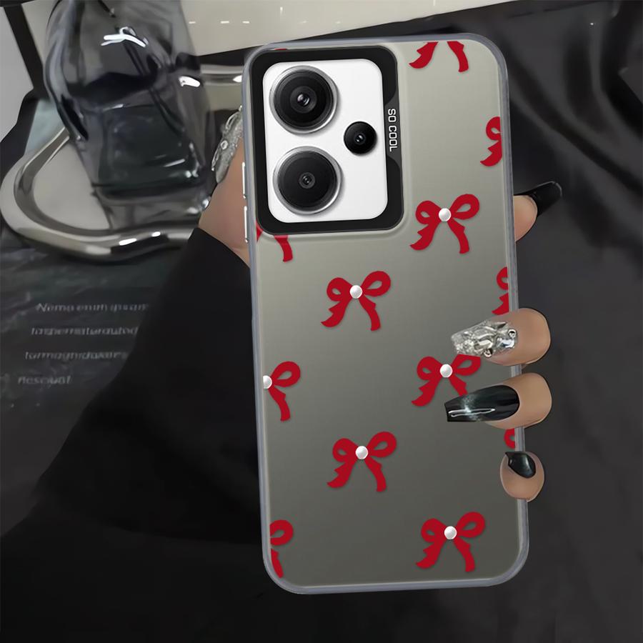 Case for Xiaomi Redmi Note 14 A2 13C 12 10 11 Pro 14C A1 Note 13 12 Pro Plus 12C Phone Cover Fashionable Red Pink Bow