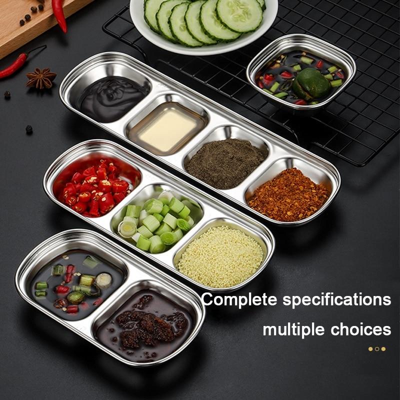 Sauce Dish Stainless Steel  for Spice Dish Soy Sauce 2-Compartment