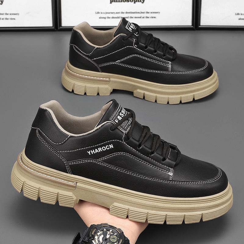 Men's Spring Breathable Thick-Soled Casual Leather Sports Shoes & Martin Boots