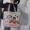 Canvas Ethnic Style Handbag Large Capacity Animal Shoulder Bag Cute Cat Cloth Bag  Storage Bag