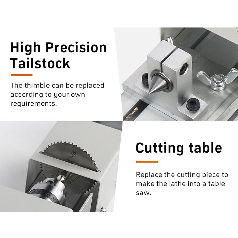 DC12-24V Mini Lathe Machine Tools Beads Machine Woodworking DIY Miniature Lathe with Power Carving Cutter Wood Lathe