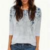 Damen T-Shirt Print 3/4 Ärmel Alltagsmode Wochenende Basic Rundhals Normales Oberteil