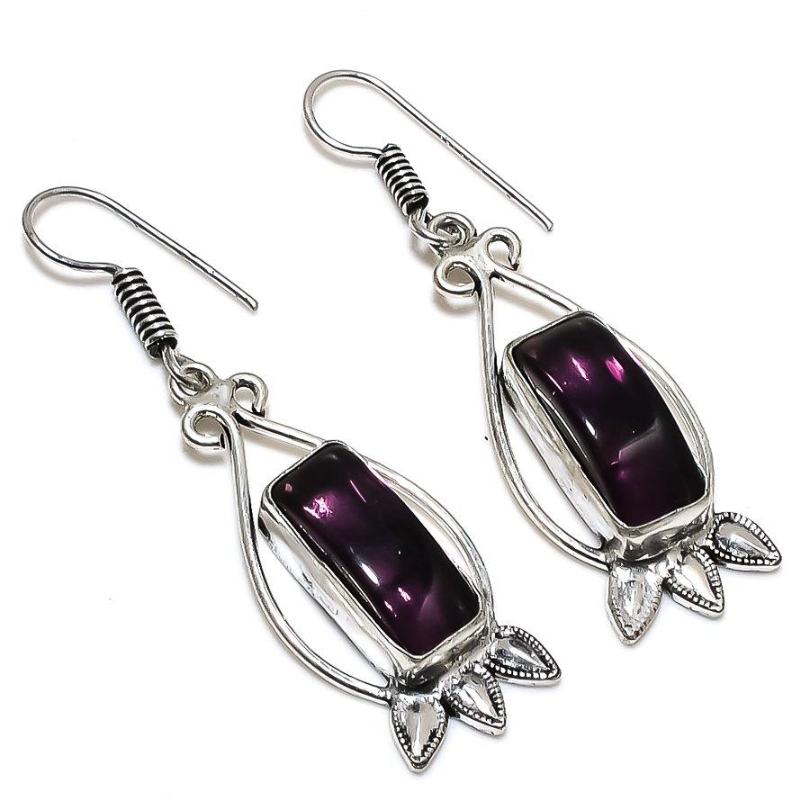 

Ювелирные серьги из стерлингового серебра 925 пробы с натуральным аметистом 2,29 дюйма v9G70