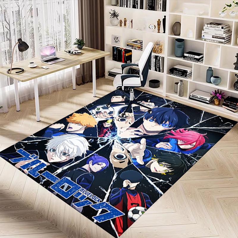 Blue Lock Anime Soccer Theme Carpet For Playroom Bedroom Living Room Sofa Home Decor Kids Game Area Rug Nonslip Floor Mat