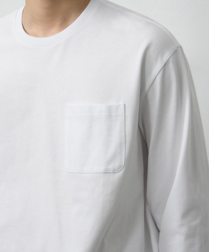 DRAW FIT Hail Cotton Pocket Long Sleeve T-Shirt [White]
