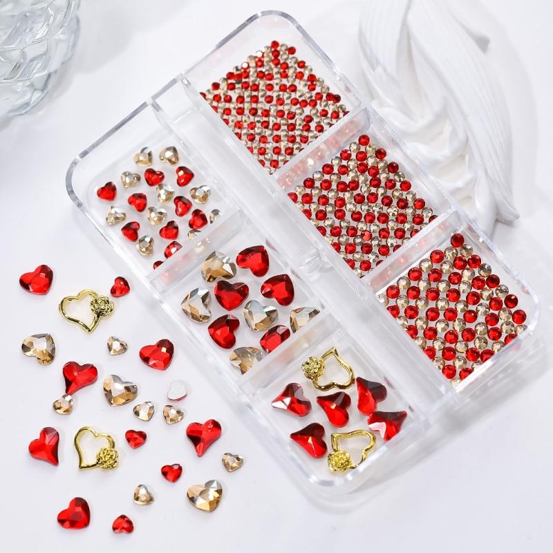 Valentine's Day Nail Charms Studs Nail Rhinestones Gems Luxury Nail Art Rhinestones Craft Diamonds Crystal Jewels Stones