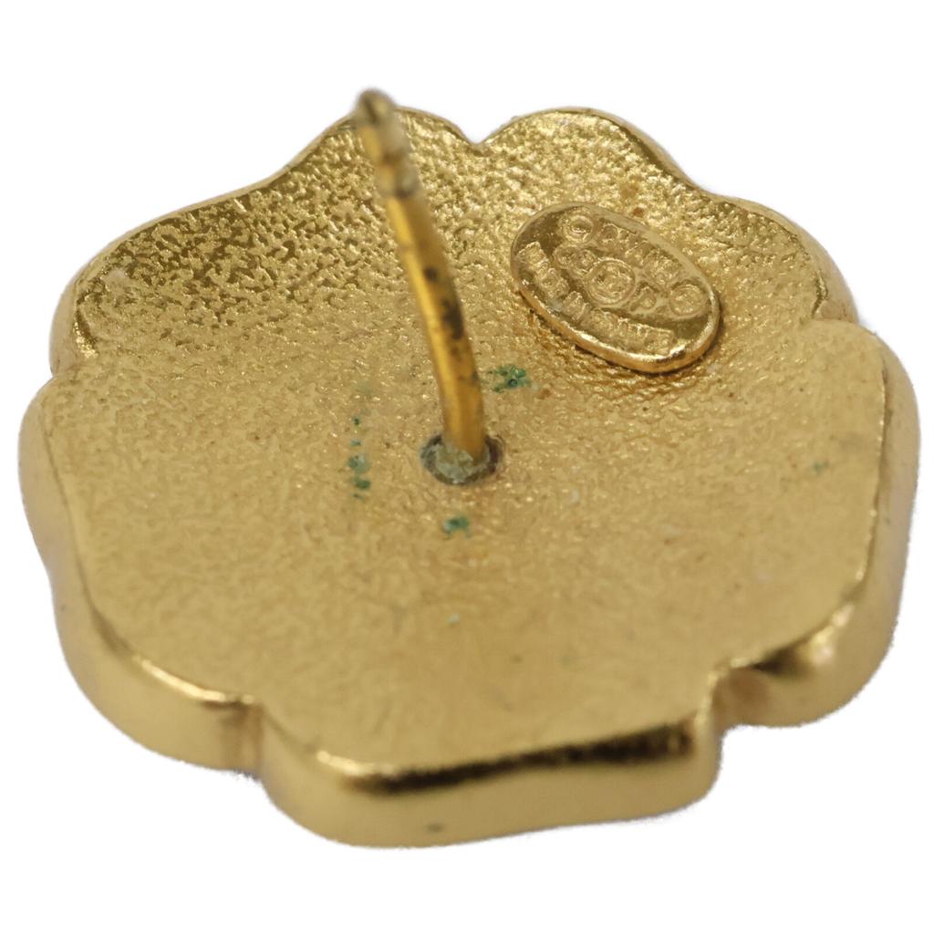CHANEL 03P Camellia CC Logos earring yellow gold/black/whiteUsed