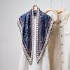 Summer Atmosphere Wearing Headscarf Twill Silk Simulation Silk Cool Diagonal Scarf Cashew Print Women's Triangle Silk Scarf