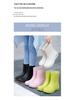Women's Mid-Calf Waterproof Rain Boots with Fleece Lining - Fashionable, Non-Slip Outdoor Wear for Autumn and Winter