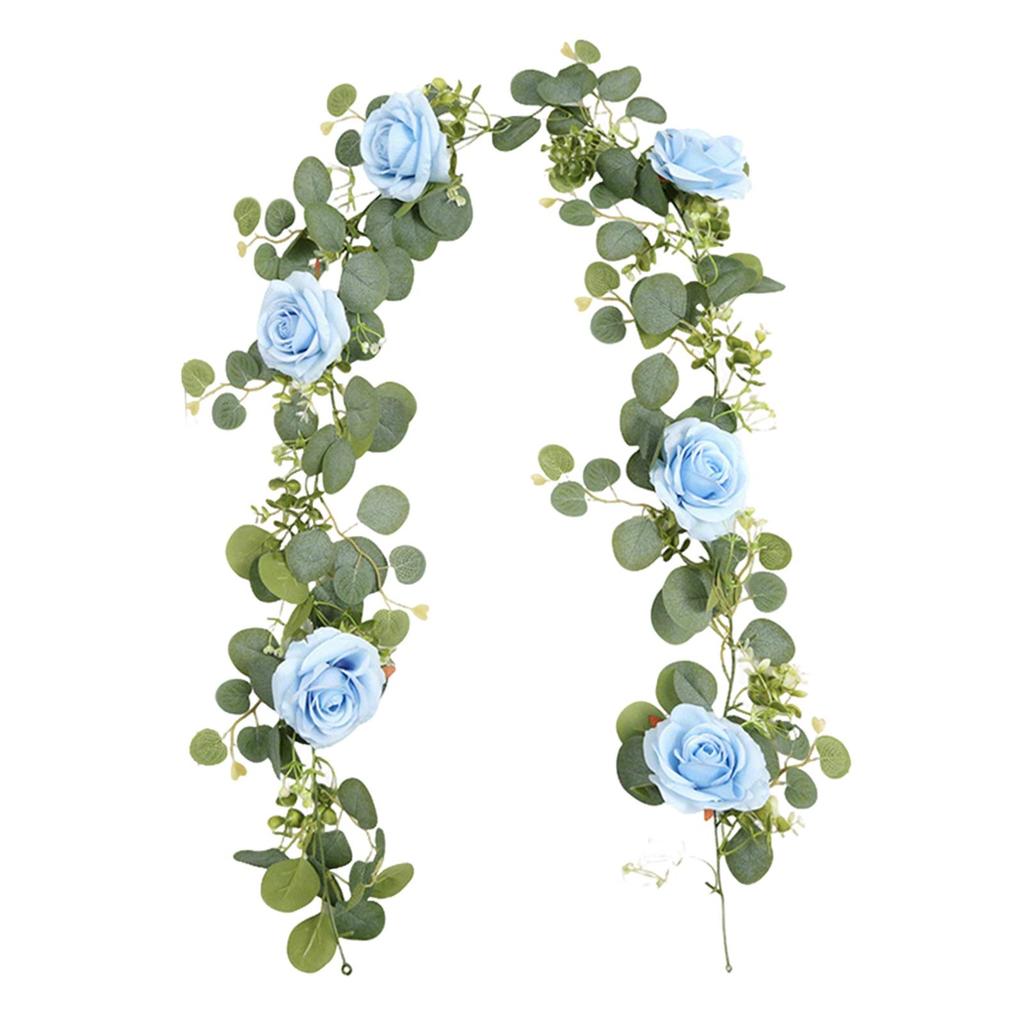 Artificial Eucalyptus Flower Garland Wedding Decoration for Room Window Wall Blue