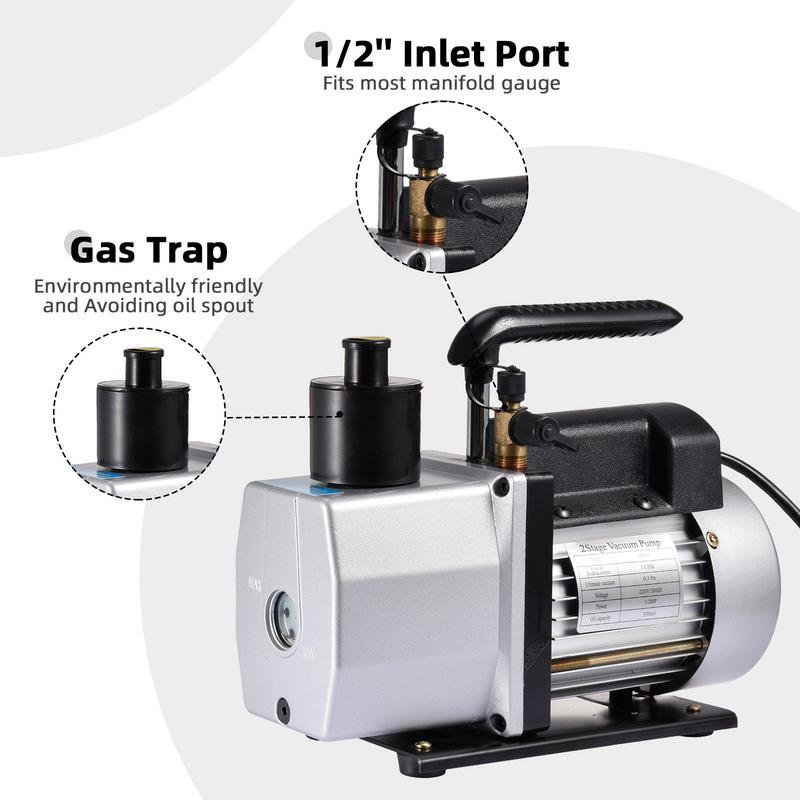 Black 5CFM vacuum pump paper box packaging dual stage rotary vane vacuum pump with high efficiency and low noise