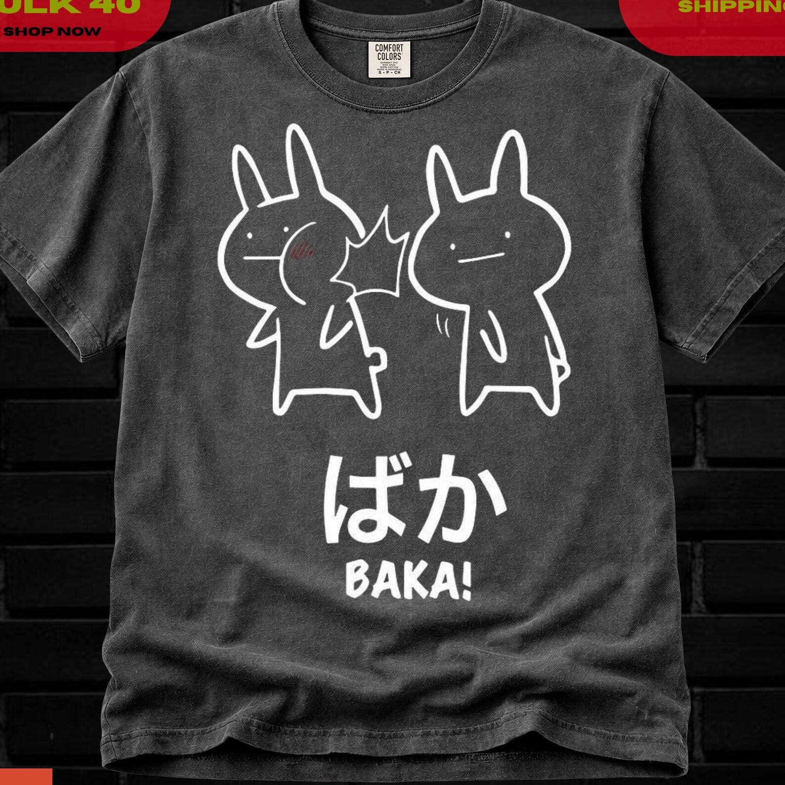 Baka Bunny T-shirt |Anime Graphic Tee, Washed Anime tee, Manga shirt, Anime Fan Gift, Vintage anime shirt, Anime Girl Pose S