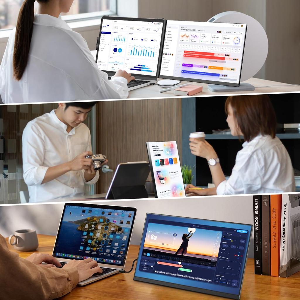 Laptomo P5 Dual IPS Mobile FHD Laptop Dual Screen Display Portable Extended Monitor for Inch Laptops with Compatible with and Switch Monitor,
