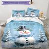 3PC Custom Name Winter Snowman Scene Bedding Set Duvet Cover Closure Includes 1 Duvet Cover & 2 Pillowcases for Bedroom