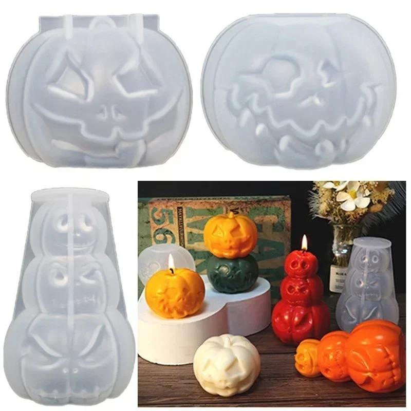 Halloween Kreativ Håndlaget Gresskarlys Silikonform DIY Lyslaging Såpe Resin Sjokolade Bivoksform Julegaver