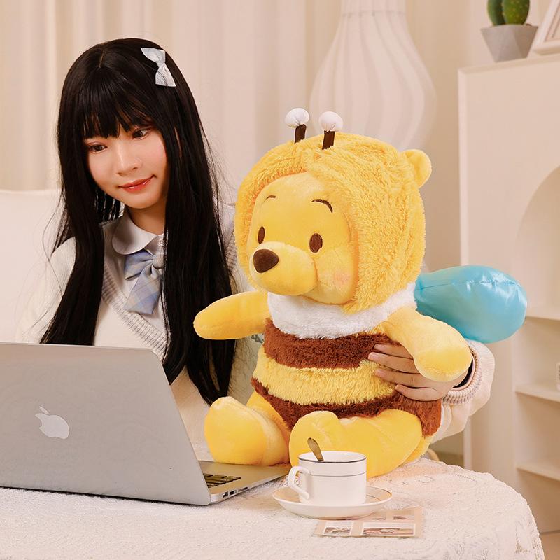 Transform Bee Bear Plush Toy - Cute Stuffed Animal Pillow for Girls, Sleep Buddy Cuddle Doll, Birthday Holiday Gift