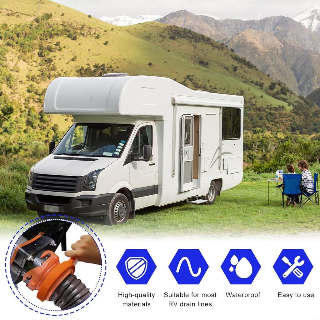 RV Sewer Hose 2-Pack - Fits Most 3"& 4" Male/Female RV Sewers