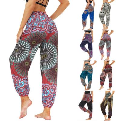 Women's Casual Fashion Summer Ethnic Print Loose Pocket Wide Leg Pants