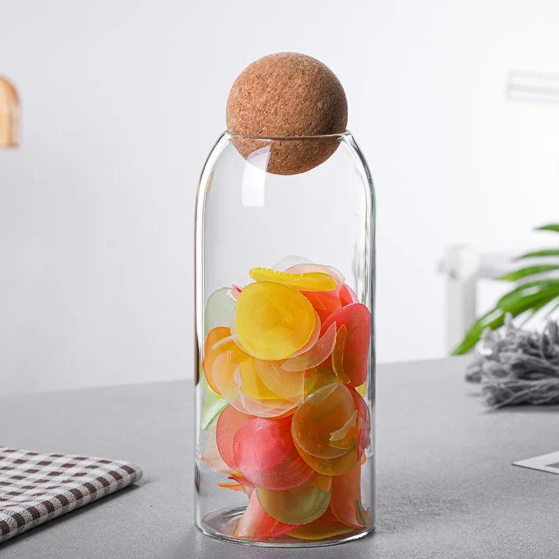 Cork Stopper Glass Sealed Jar Coffee Beans Dried Fruit Storage Box Kitchen Food Multigrain Storage Jar Creative Cork Tea Jar