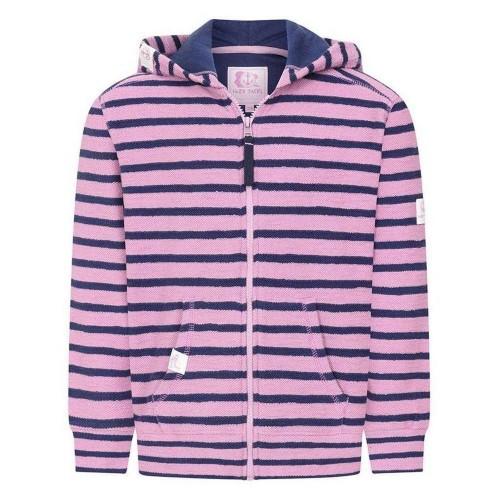 Lazy Jacks Girls Striped Textured Full Zip Hoodie