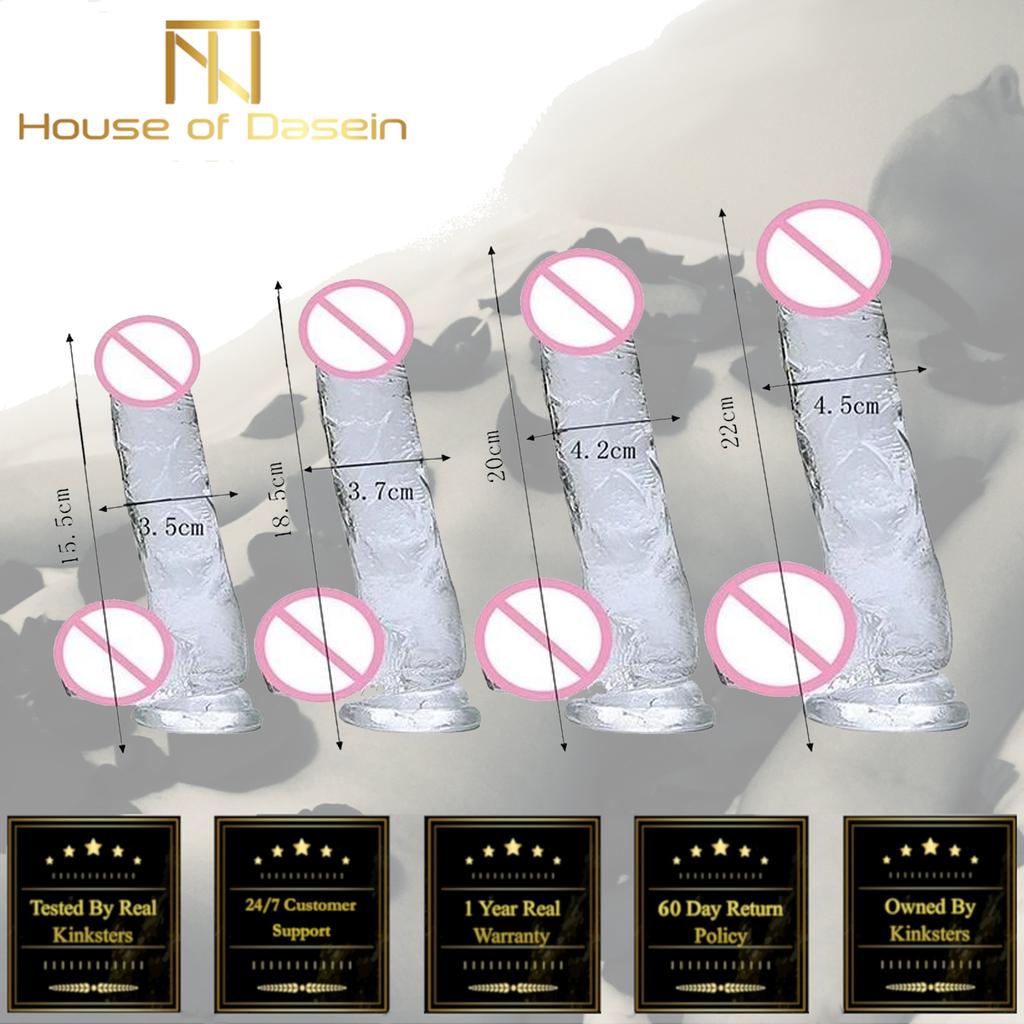 Realistic Clear Dildo Jelly Balls Dong Suction Cup 4 Size Classic Realistic Dildos