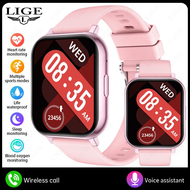 Smart Watch For Men Women Gift 1.83  Full Touch Screen Sports Fitness Watches Bluetooth Calls Digital Smartwatch Wristwatch розовый