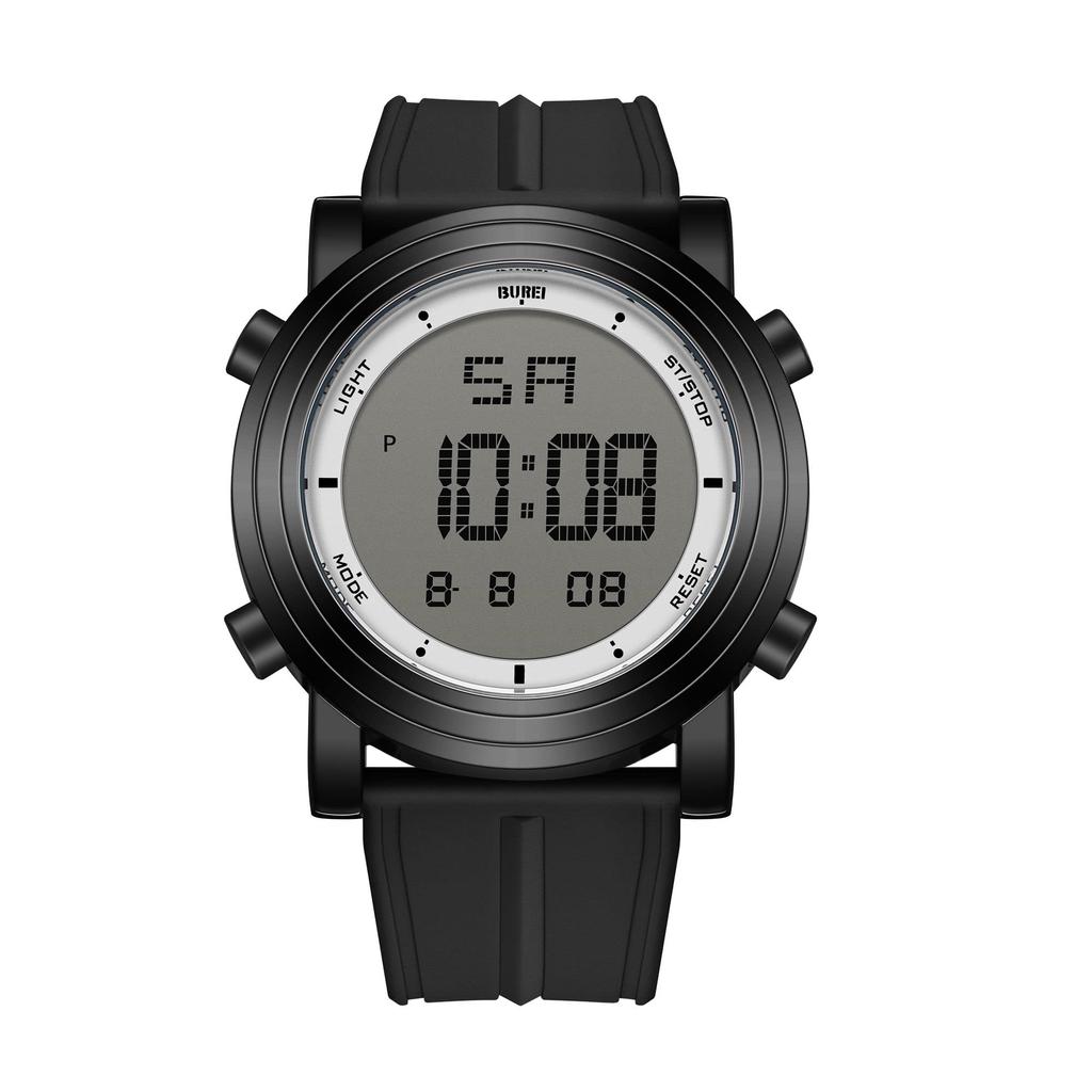 BUREI Digital Watch with LED Date Outdoor Black Men's Display, Waterproof, Stylish, Sports, Display, Multi-Function, Watch,