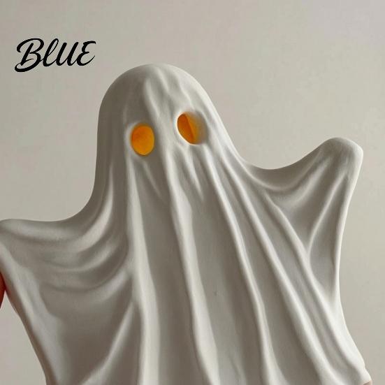 Creative Halloween Room Accents Ghost Ornament with Warm Light Cute Spooky Luminous Figurine Unique Gift Ideas Resin Night Light for Tabletop