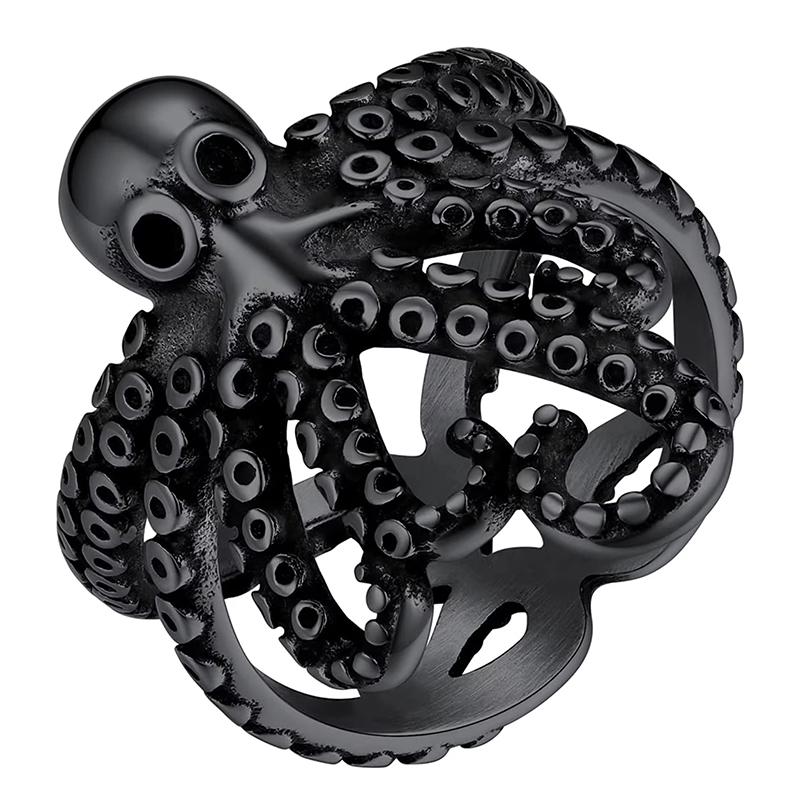 U7 Edelstahl Große Ringe für Mann Vogel Ziege Oktopus Hai Schlange Knochen Charm Größe 7-14 Rock Punk Tier Totenkopf Schmuck