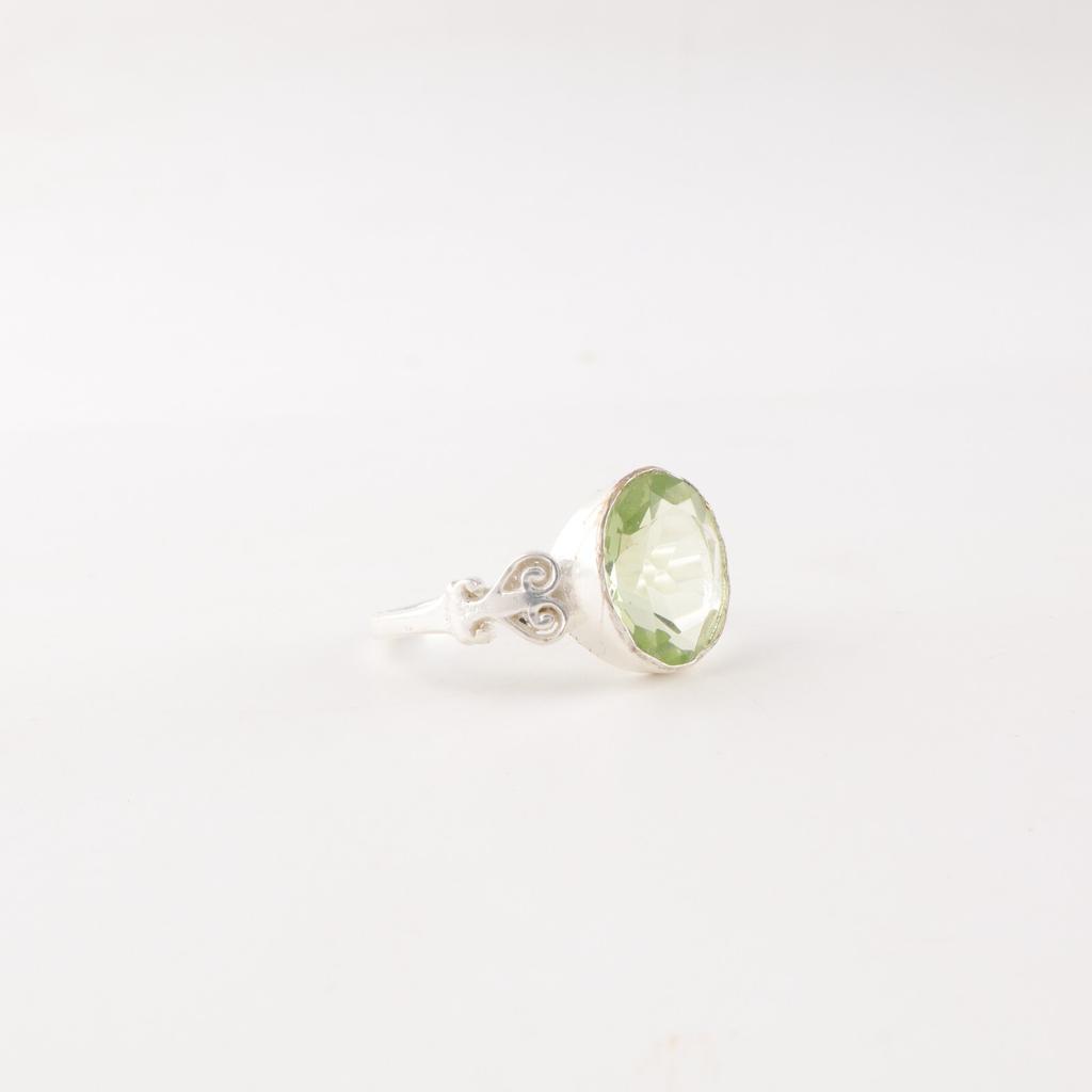 Green Amethyst Gemstone 925 Sterling Silver Jewelry Handmade Women Silver Ring RR-66-3