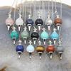 Natural Crystal Semi-Precious Stone Pendant Necklace with Rolling Ball Pendulum