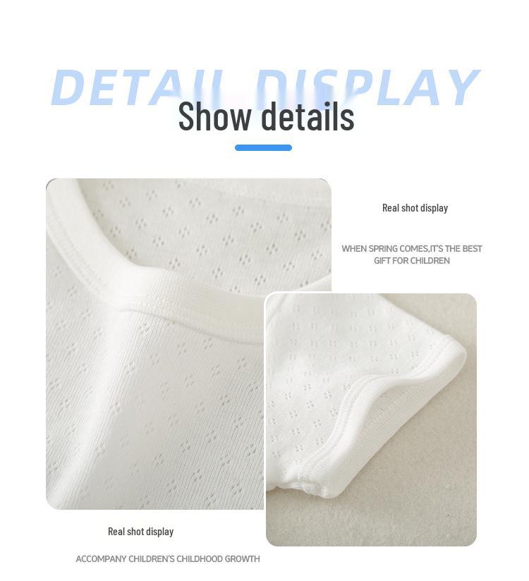 Children's Cotton Vest - Seamless Mesh Top, Solid Color, Round Neck, Loose Fit T-shirt for Boys and Girls