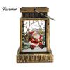 Warm LED Lantern Retro Christmas Night Light, Hand Painted Miniature Fairy Tale for Cozy Living Room Light Holiday Home Decor, Plastic Decorative Lamp