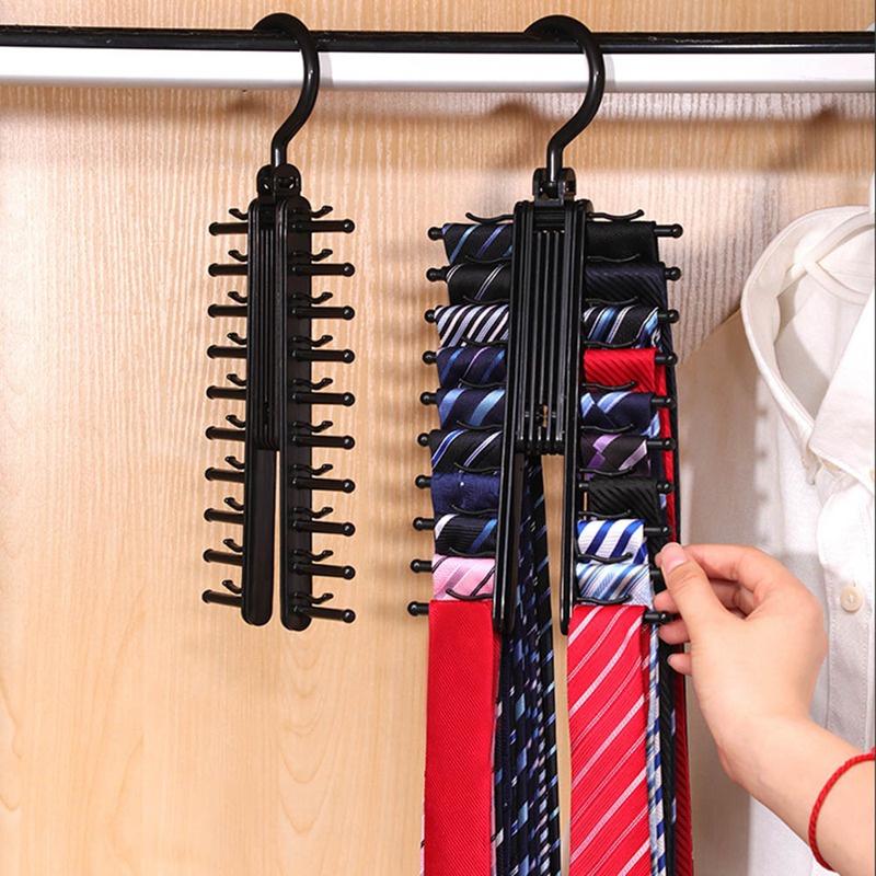 20row Tie Hanger Belt Storage Rack Men's Tie Adjustable Rack Closet Holder Household Organizer Racks