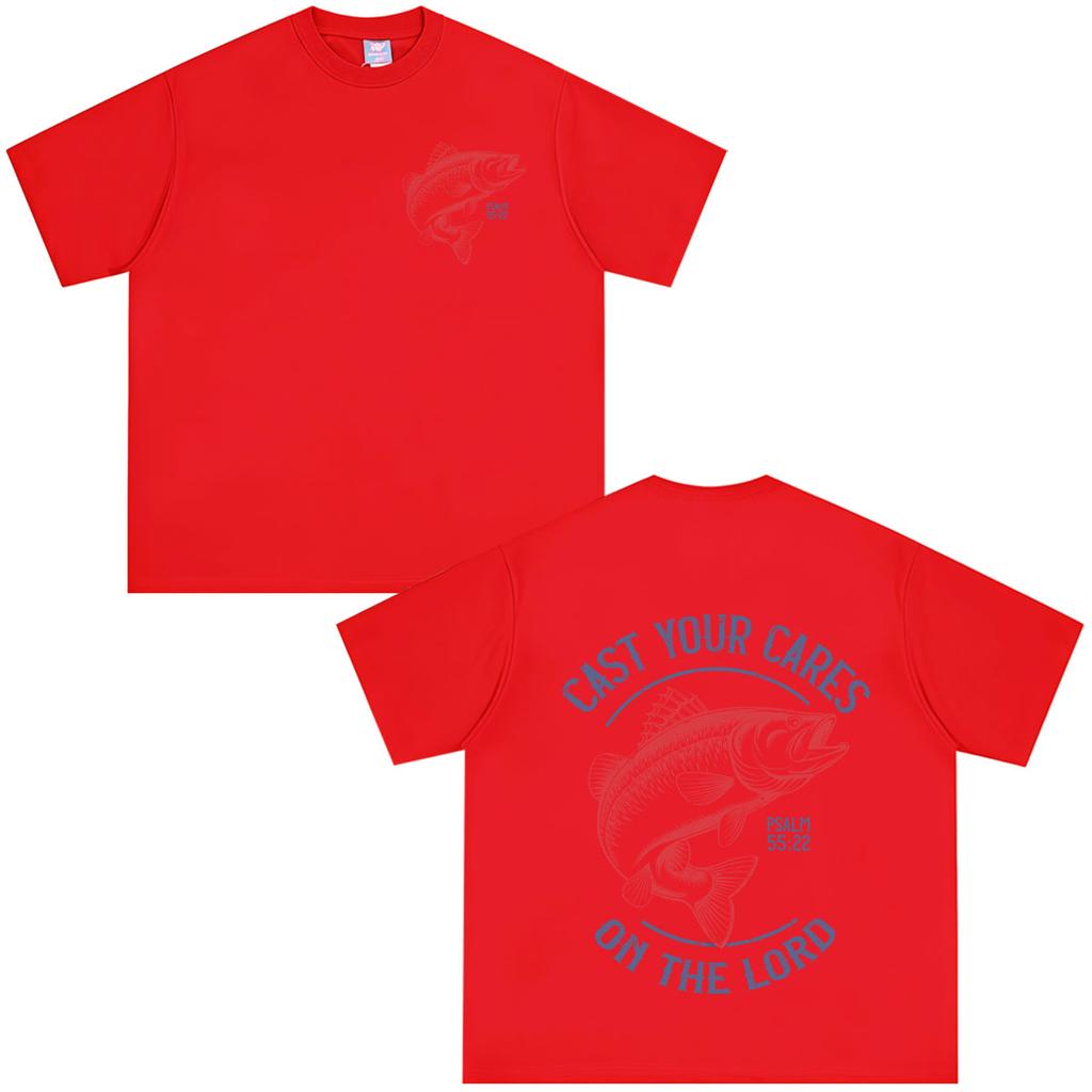 Cast Your Cares on The Lord Bible Verse Christian Fish Graphics Tshirt Unisex Unisex Hiphop Loose Casual Cotton Vintage Tshirts