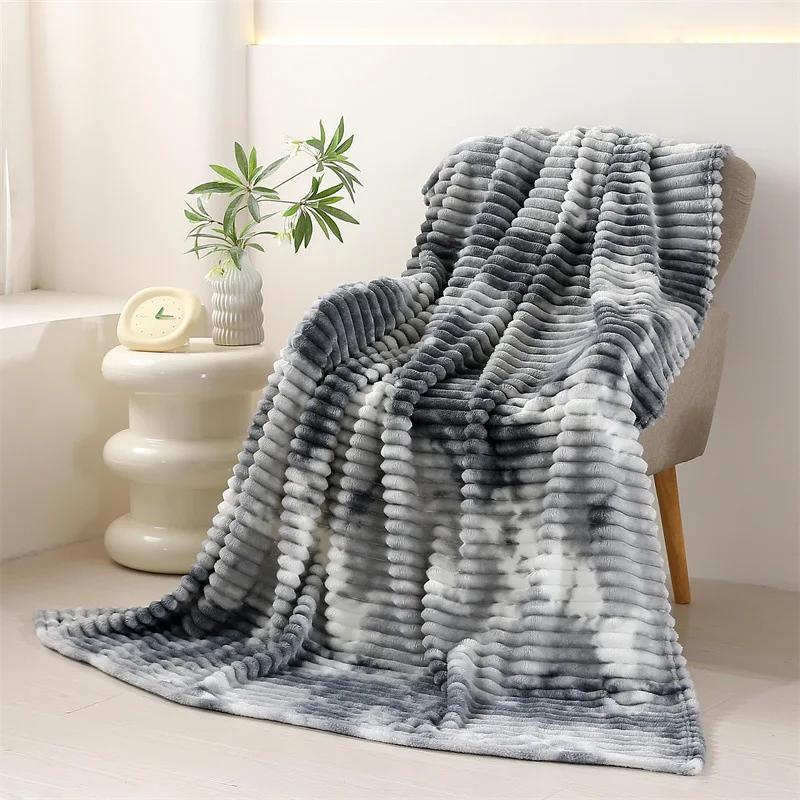 

Soft Plush Fleece Throw Blanket Ultra Warm Cozy Blanket for All Seasons Lunch Break Comfortable Air Conditioning Nap Home Decor 70x100cm сірий колір
