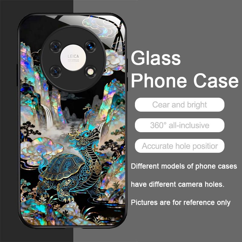 Stylish Dragon Leopard Marble Texture Tempered Glass Phone Case for Huawei Honor 400 200 100 90 80 Magic 7 Pro 6 5 Lite X9 Cover
