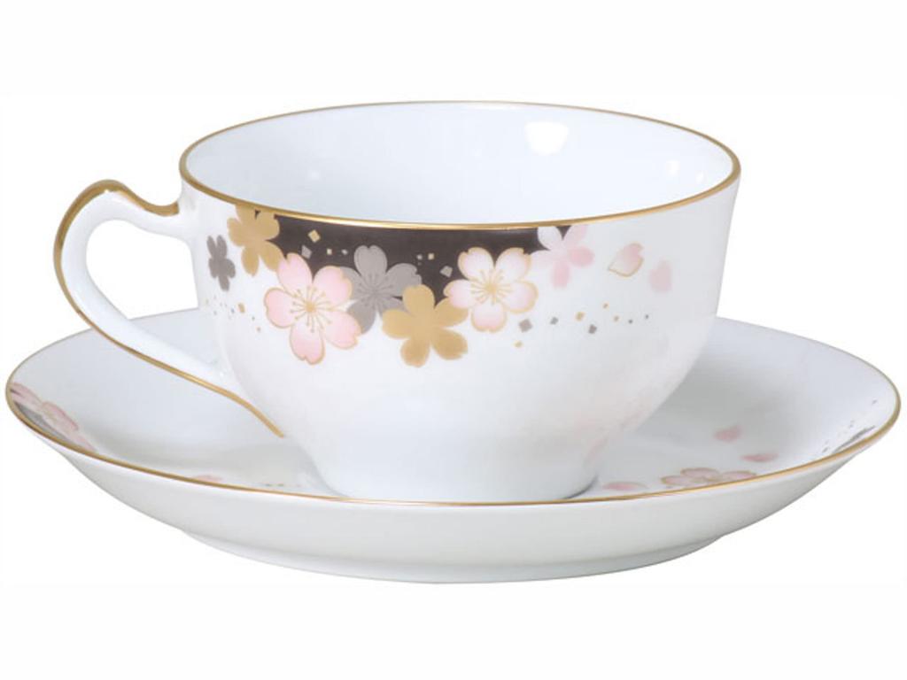 Okura Art Pottery Sakura Series 2nd Edition "Yuzen Sakura" Cup & Saucer, Coffee/Tea, Approx. 235cc, Made In Japan, 1c/a682-2