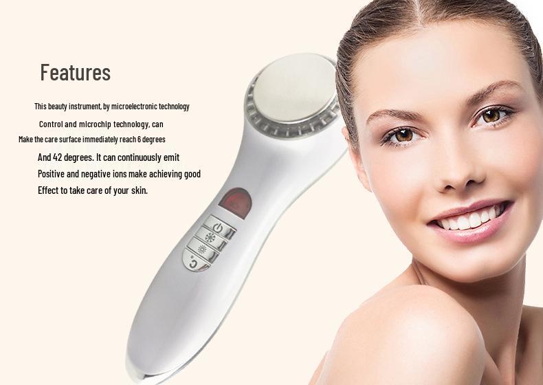 Color Light Vibration Beauty Device: Anti-Wrinkle Skin Rejuvenation Massager with Hot/Cold Therapy and Red/Blue Light