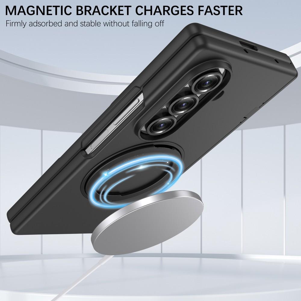 360 Ring Stand Magnetic Phone Case for Samsung Galaxy Z Fold 7 Wireless Charger Case Hard with Screen Protector Case
