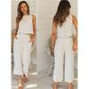 V-neck Vest Wide Leg Pants Two-Piece SETV Collar Vest Loose Pants Two-piece Set