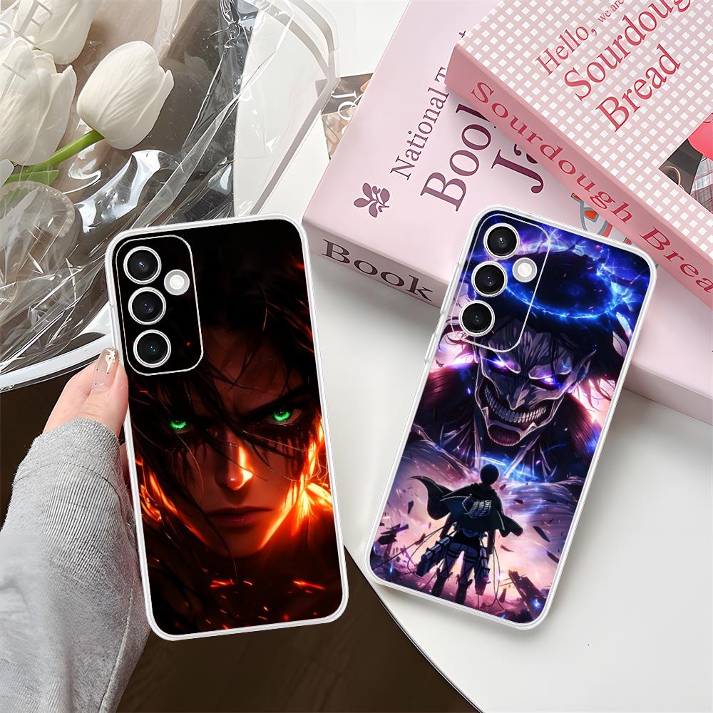 AOT Eren Yeager Clear Mobile Phone Case for Samsung Galaxy S25 S24 S23 S22 S21Plus FE Ultra Colorful Cover
