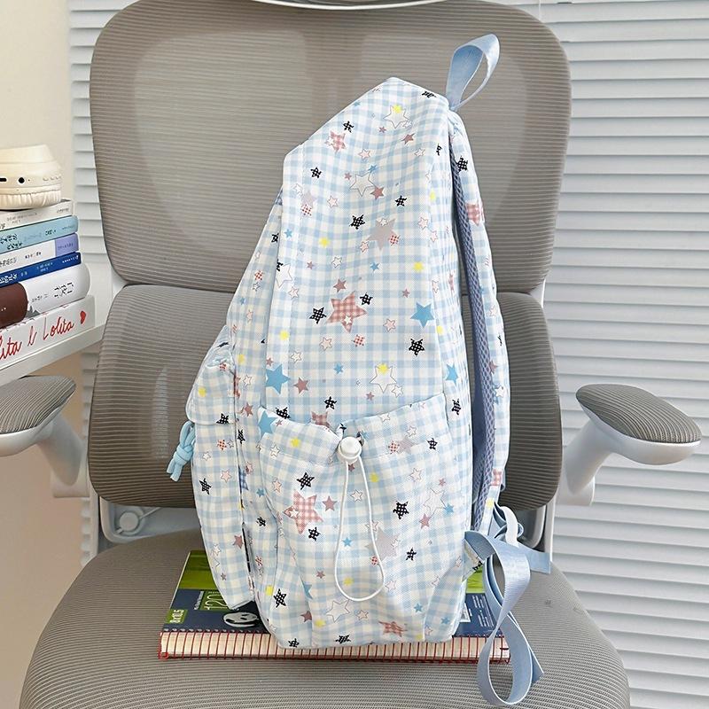 Schoolbag Korean Version of the Star-printed Backpack for Women's 1011 New Junior High School and High School Students Niche Ins Lightweight Student 