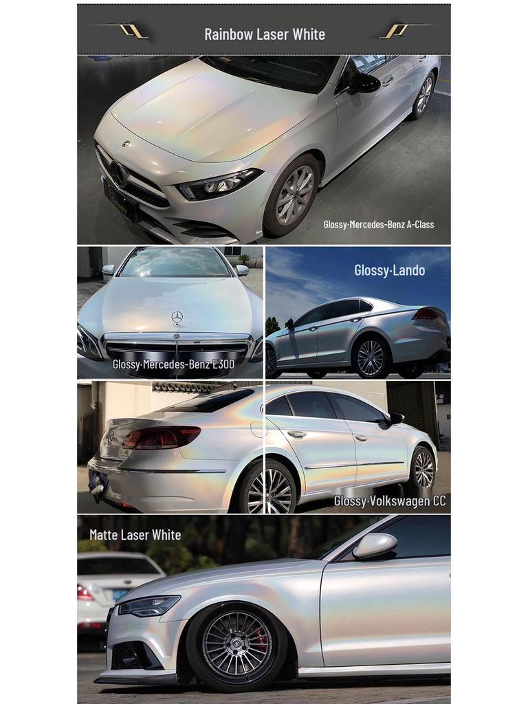 Laser Color Change Film: 7-Color Pearlescent Wrap for Full Car In White, Gray, or Black