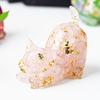 Cadeaux Figurine Chat en Cristal à Queue Bouclée Accents Feuille d'Or Style Artisanal Statue de Chat Ornement de Chat Décor de Salon