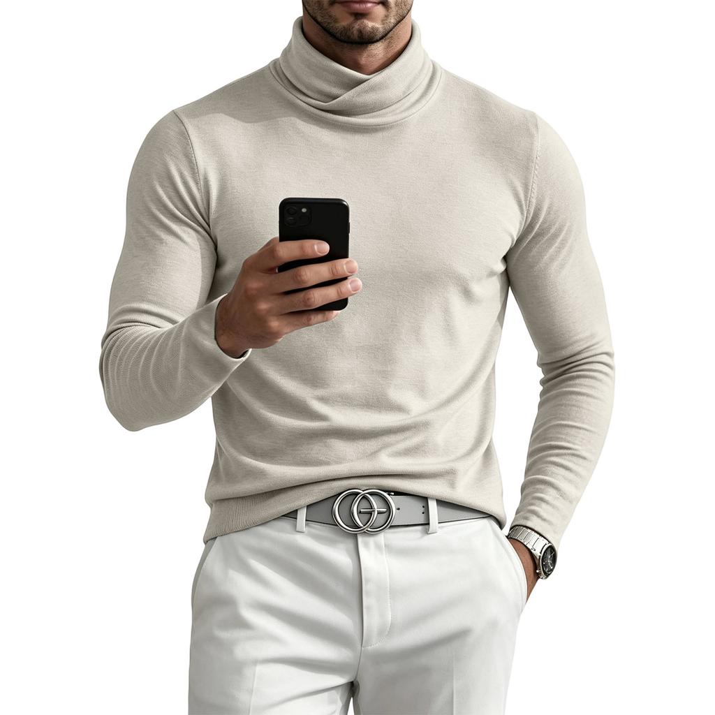 Herren Langarm Rollkragen Basisschicht Oberteil mit Kragen Farbe für Herbst und Winter